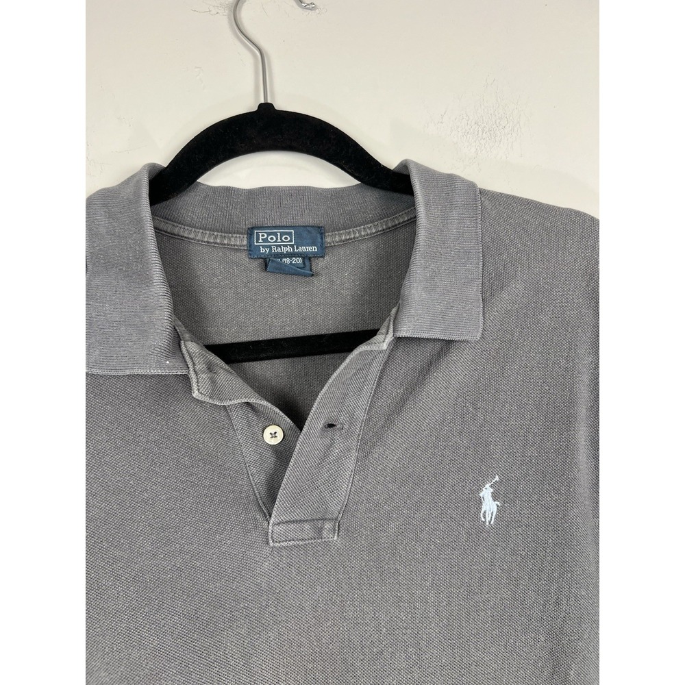 Polo Ralph Lauren‎ Gray Polo Shirt XL 18-20 100% Cotton Short Sleeve Pony Logo